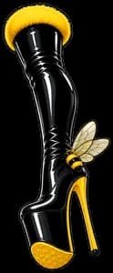 A black-and-gold platform boot for the first Honeyback step