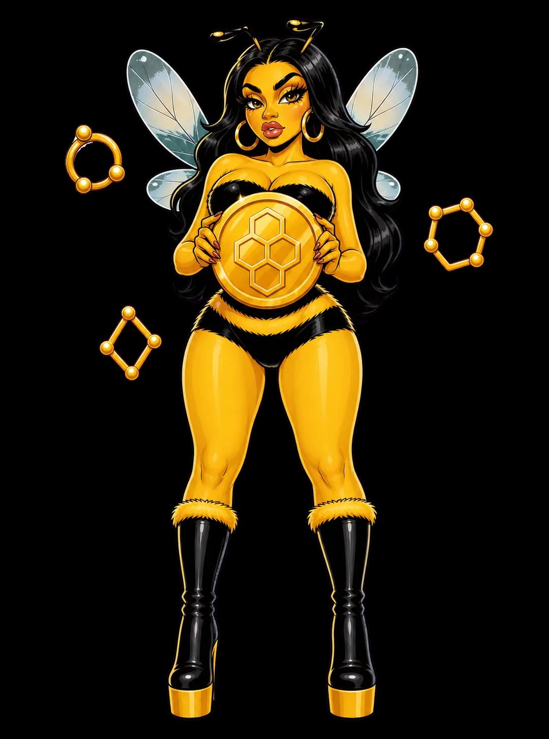 Cardi Bee presents one honey coin and three accounting portals